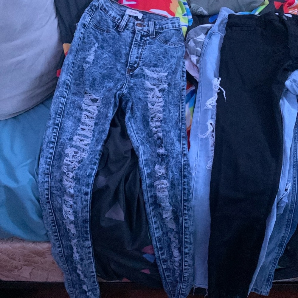 Vibrant ripped jeans